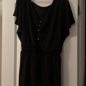 WHBM Gold Buttons Down The Back Black Sleeveless Dress
